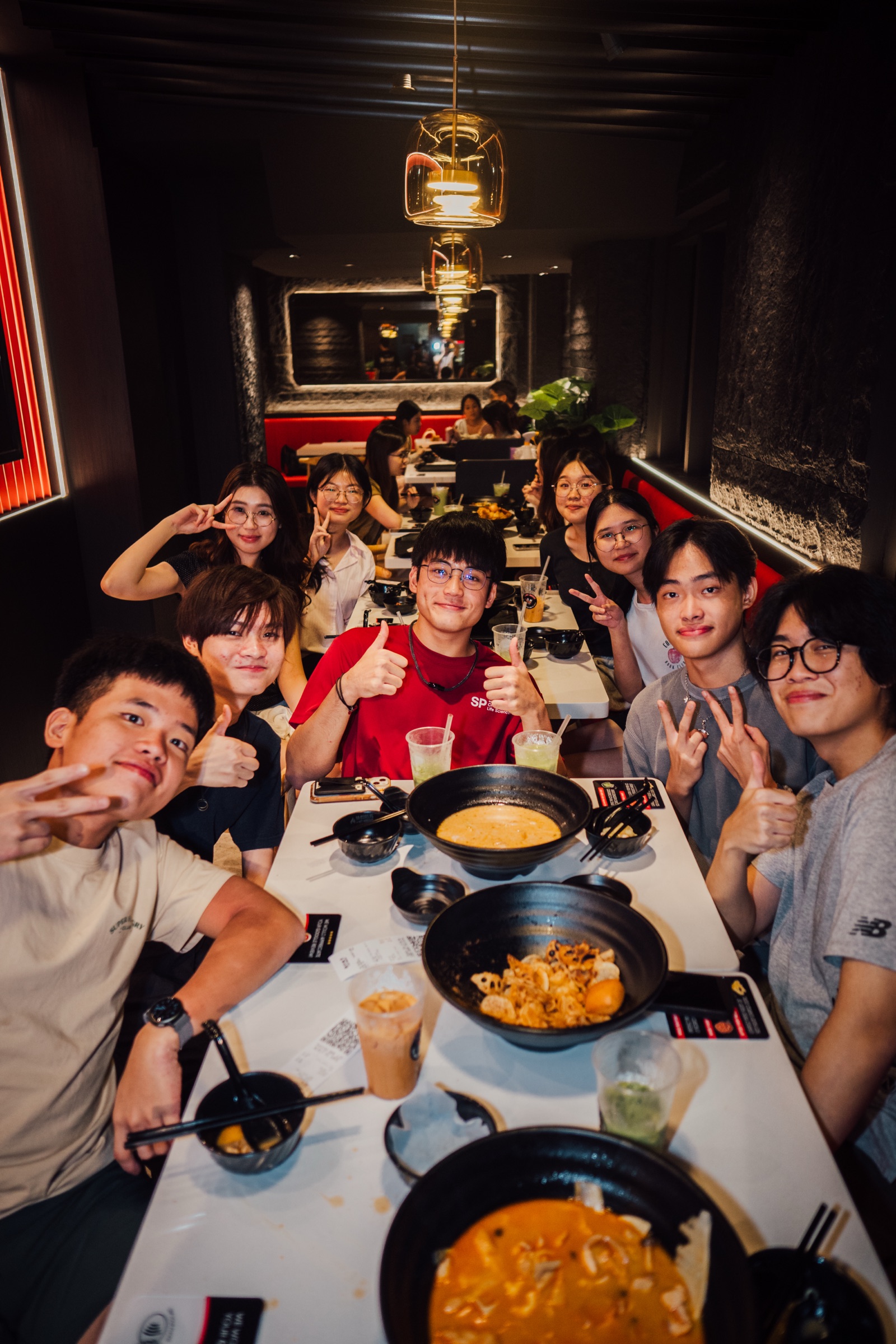 Group of friends dining at A Hot Hideout
